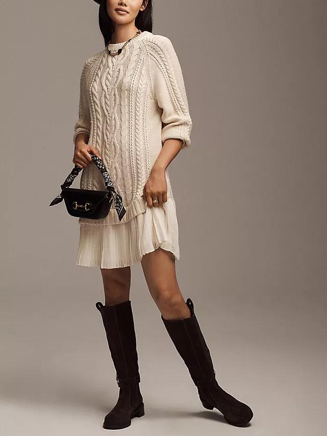 ✨Women Crewneck Cable Knit Sweater Mini Dress (Buy 2 Free Shipping)